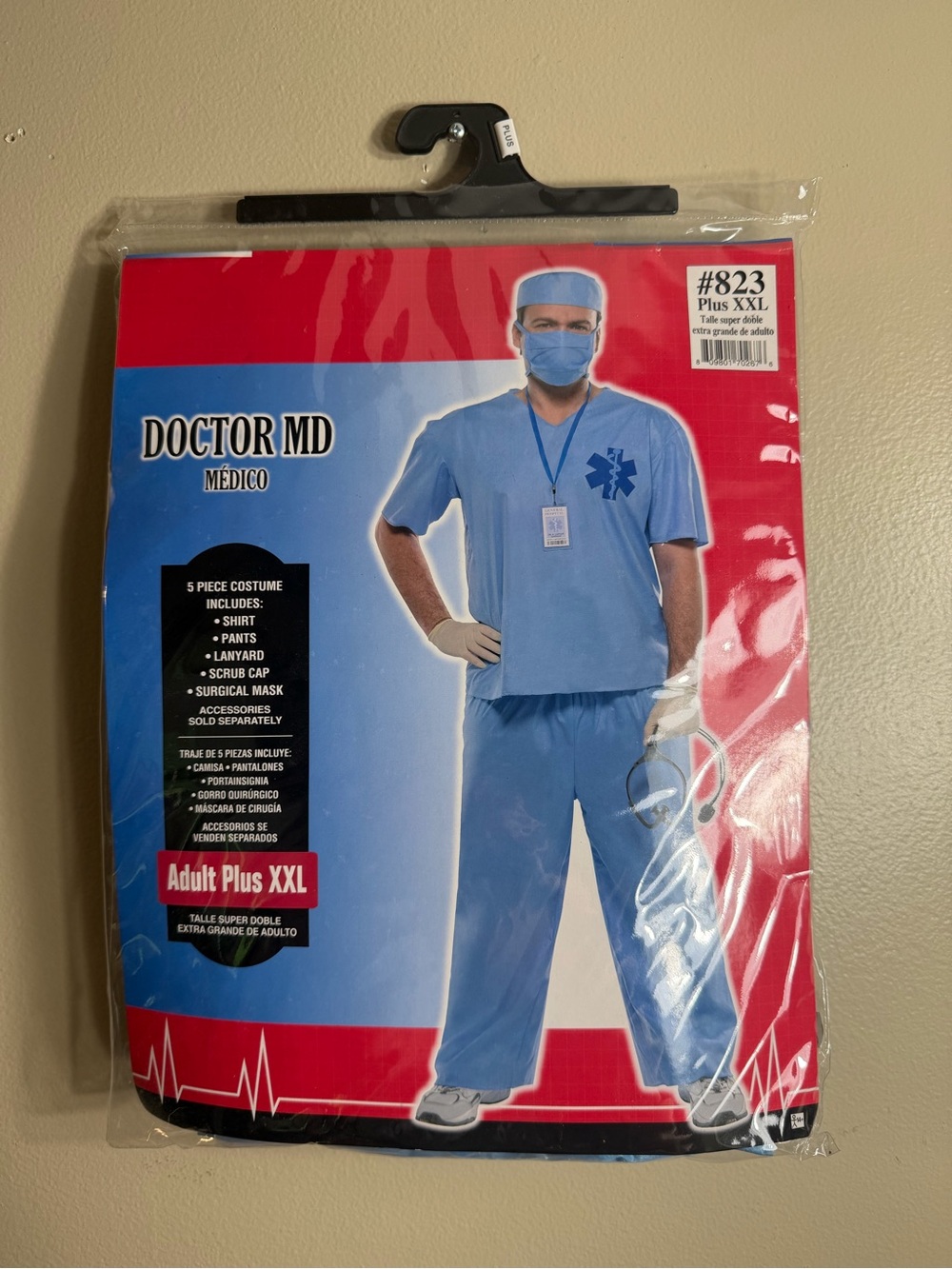 Doctor MD Men's Blue Medical Scrubs Halloween Costume - Unbranded